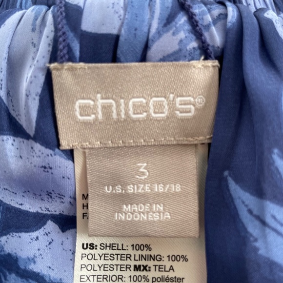 CHICO'S Size 3 XL Reversible Jacket Multi Color and Blue Floral Full Zip Pockets - Picture 8 of 10